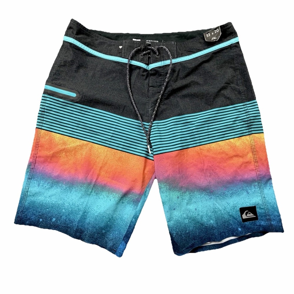 Quiksilver Boardshorts 33 NWT Surf Swim Trunks Stripe Gradient